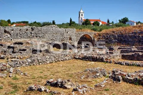Roman ruins in conimbriga Stock Photos
