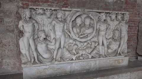 Roman sarcophagus Stock Footage 73665932