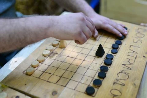 Roman soldier playing a game Stock Photos