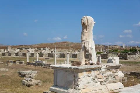 Roman statue of General Caius Billienus, Delos Island, UNESCO World Heritage Stock Photos