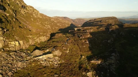 The Roman Steps. Flying forwards facing away from the sunrise. Landscape. Stock Footage 207103571