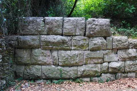 Roman Stone Elegance: Authentic Ancient Brick Texture Stock Photos