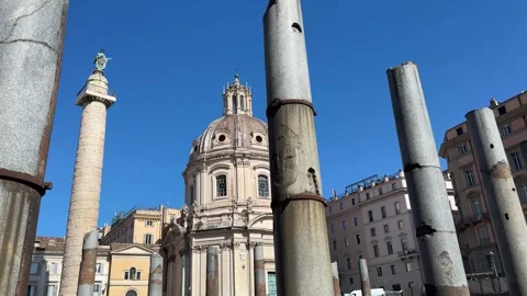Roman Stone Pillar – Ancient Architectural Detail Stock Footage 309875853