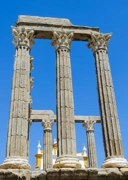 The Roman Temple of Evora, also called the Temple of Diana. Stock Photos