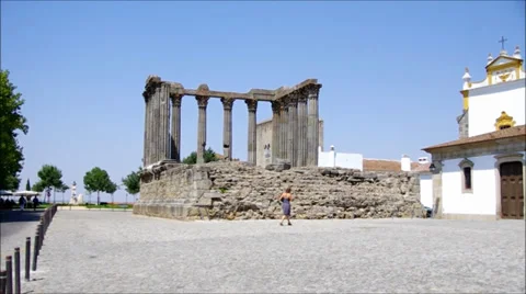 Roman temple of Evora Stock Footage 27774997