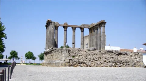 Roman temple Evora Stock Footage 27775382