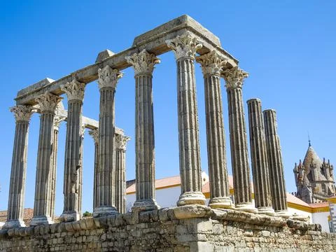 The Roman Temple of Evora Stock Photos
