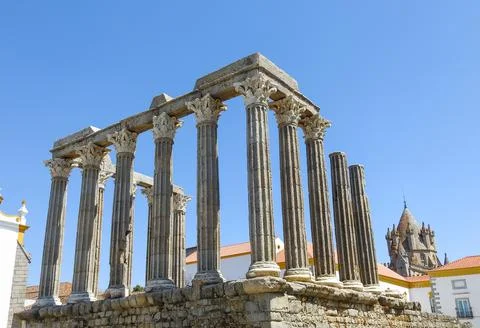 The Roman Temple of Evora Stock Photos