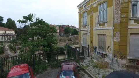 The Roman terms in Varna. Flight with the drone Stock Footage