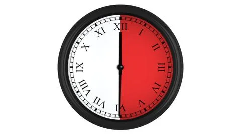 Roman wall clock with red 30 minutes time interval Stock-Illustration