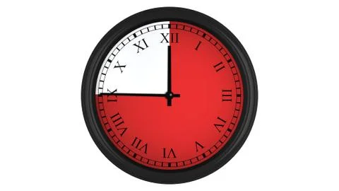 Roman wall clock with red 45 minutes time interval Stock Illustration