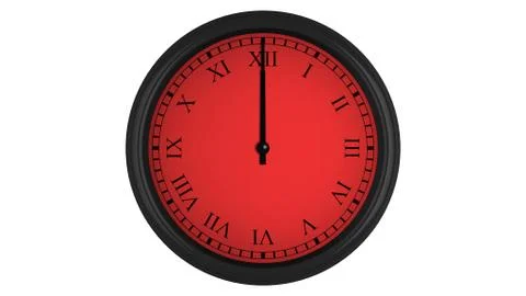 Roman wall clock with red 60 minutes time interval Stock Illustration