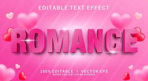 Romance 3d vector text effect with modern style design Stock Illustration