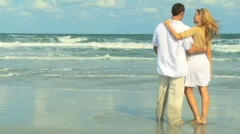 Romance on the Beach Stock Footage 554209