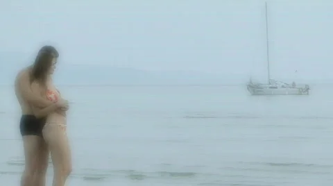 Romance on the Beach Stock Footage 864187