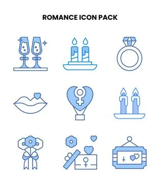 Romance Blue Graphics Icons Pack Stock Illustration