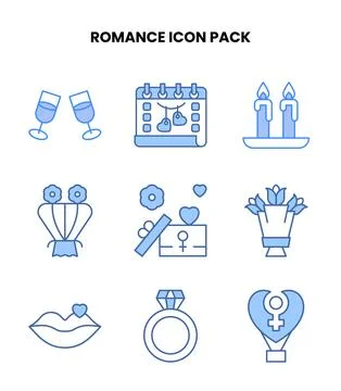 Romance Blue Graphics Icons Pack Stock Illustration