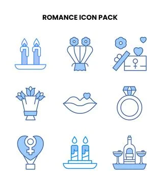 Romance Blue Vector Icons Pack Stock Illustration