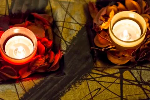 Romance with candles Stock Photos
