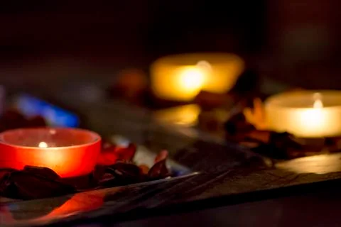 Romance with candles Stock Photos