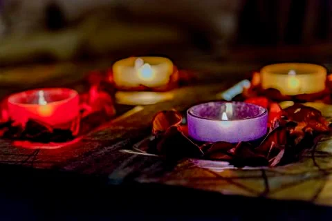 Romance with candles Stock Photos