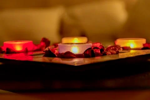 Romance with candles Stock Photos