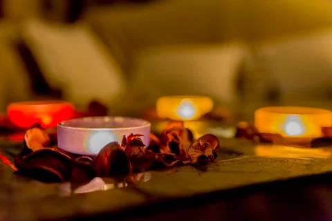 Romance with candles Stock Photos