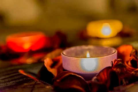 Romance with candles Stock Photos