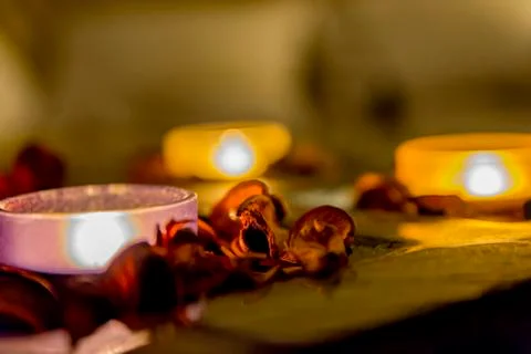 Romance with candles Stock Photos