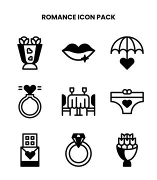 Romance DuoTone Bundle Icons Pack Stock Illustration