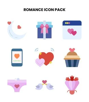 Romance Flat Graphics Icons Pack Stock Illustration