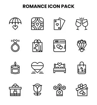 Romance Line Vector Icons Pack Stock Illustration