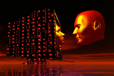 Romance over the internet via computer dating. 库存插图