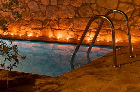 Romance at pool Stock Photos