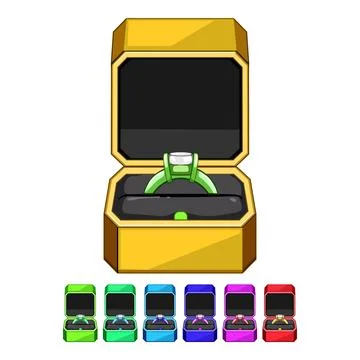 Romance proposal ring box cartoon vector graphic Stock Illustration