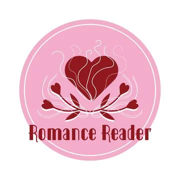Romance reader. Funny romantic book quotes with cute red heart Stock Illustration