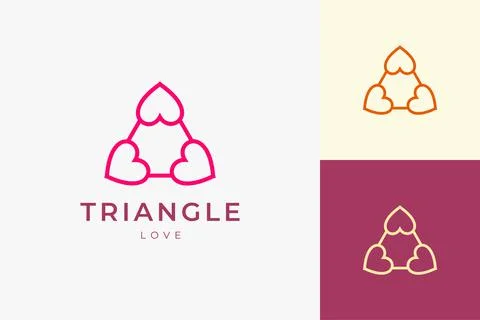 Romance on relationship logo template with clean and simple triangle love sha Stock Illustration