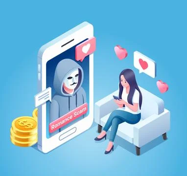 Romance Scam Isometric illustration Stock Illustration