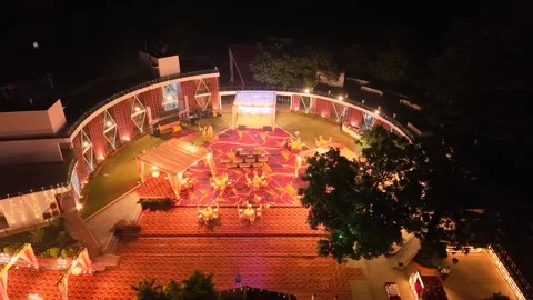 Romance in the Sky: Indian Night Wedding Vídeos de archivo 337621974