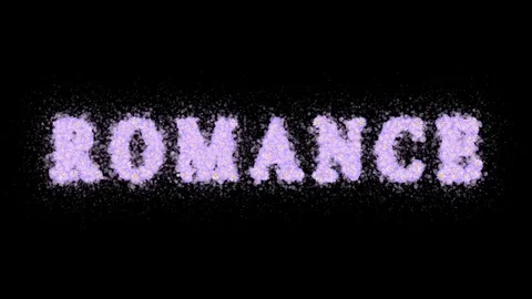 Romance Text Message of Flowers Black Background Seamless Loop Stock Footage 129086114