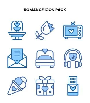 Romance Two Colour Design Icons Pack Stock Illustration