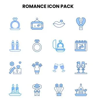 Romance Two Colour Icons Pack Stock Illustration