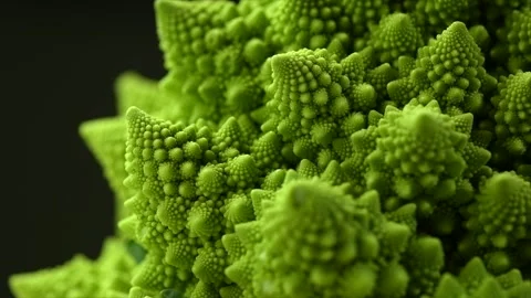 Romanesco broccoli cabbage or Roman Cauliflower abstract texture on black Stock Footage 323472358
