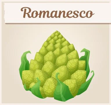 Romanesco broccoli vector icon, green vegetable cartoon illustration, romanesque Ilustração Stock