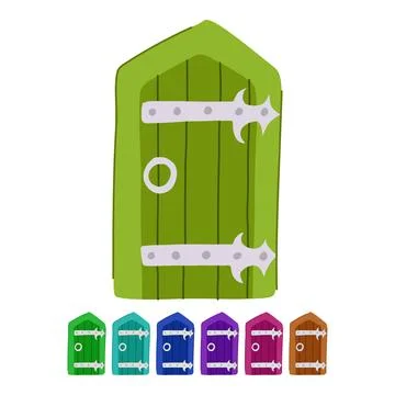 Romanesque ancient medieval door vector cartoon graphic Stock Illustration
