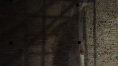 Romanesque art, the shadow of a restorer Stock Footage 109644710