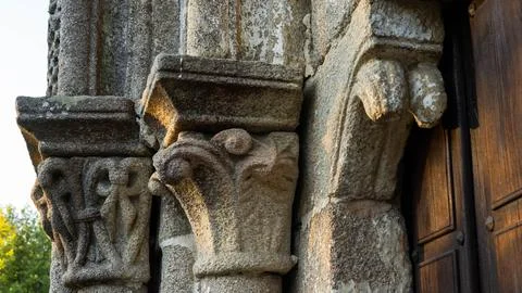 Romanesque capitals Stock Photos