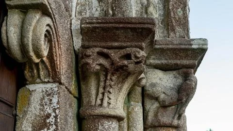 Romanesque capitals Stock Photos