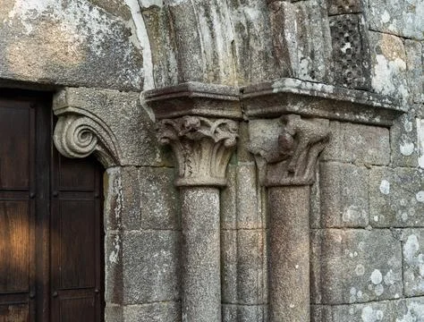 Romanesque capitals Stock Photos