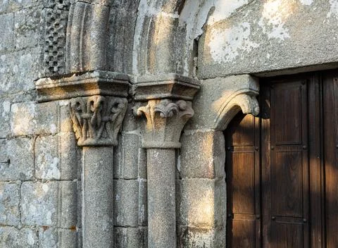 Romanesque capitals Stock Photos